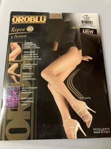 【送料無料】 OROBLU repos 40 3action S 38-40 AMBRE 40デニール 薄手 タイツ オロブル イタリア製 高級 tights ベージュ系 着圧