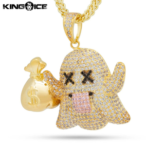 【ワンサイズ】King Ice キングアイス ネックレス ゴーストモチーフ ゴールド 14K Gold Money Ghost Emoji Necklace メンズ アクセサリー