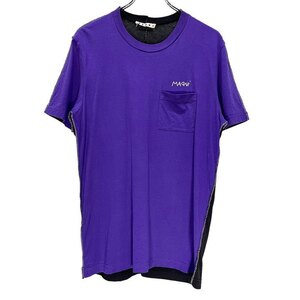 MARNI 【men3953I】 21AW ロゴ刺繍ステッチデザイン切替バイカラーポケットTシャツ カットソー 半袖 ドッキング Tee T-shirt マルニ AR