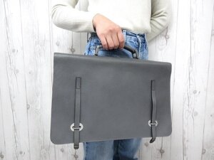 極美品 PRADA プラダ ビジネスバッグ ハンドバッグ バッグ レザー グレー A4収納可 メンズ 79676Y