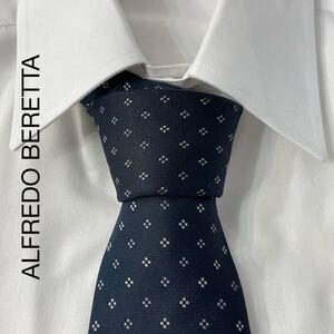 ALFREDO BERETTA アルフレッドベレッタ ジャガード ネクタイ ネイビー TG427