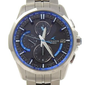 ■ 1円 ～ 中古品 定価17.6万■ カシオ CASIO ■ オシアナス マンタ OCEANUS OCW-S3000-1AJF ■箱保 ブルー 青 ブラック 黒 チタン メンズ