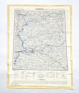 デッドストック イギリス軍 エスケープ マップ スカーフ RAF ビンテージ 地図 1950s ソ連 ペンザ 両面プリント ロシア