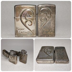 ZIPPO ペアセット ジッポ ライター ブリリアンハート ペア BRADFORD.PA 中古 民間整理品a