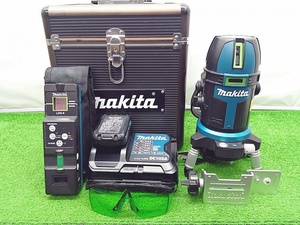 中古品 makita 10.8v 充電式　屋内・屋外兼用 フルライン グリーンレーザー 墨出し器 バッテリー+充電器セット SK507GDZ