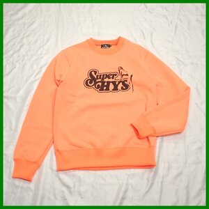 ★HYSTERIC GLAMOUR/ヒステリックグラマー SUPER HYS スウェットトレーナー メンズS/ネオンオレンジ/裏起毛&1016900317