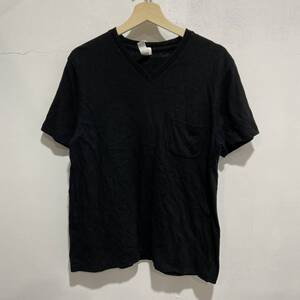 ☆送料無料☆YAECA STOCK☆ヤエカストック☆VネックポケットTシャツ☆リネンコットン☆黒☆M☆日本製☆H21☆c