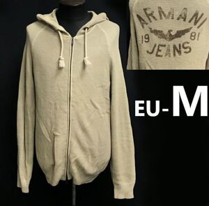 ジャパン正規代理店タグ★アルマーニジーンズ/ARMANI JEANS★コットンニットパーカー【メンズM/USA-S/ベージュ系】Hoodie/jacket◆pBH530