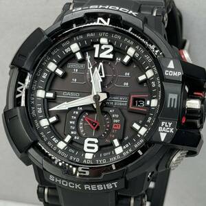 極美品 G-SHOCK GW-A1100-1A3JF グラビティマスター タフソーラー 電波受信 電波ソーラー マルチバンド6 方位計搭載 ブラック レッド