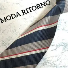 【MODA RITORNO】ネクタイ　ストライプ　レジメンタル　紺　グレー