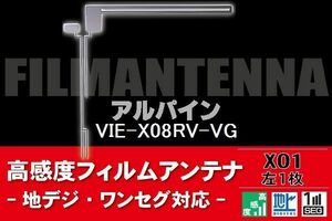 地デジ ワンセグ フルセグ L字型 フィルムアンテナ 左1枚 アルパイン ALPINE 用 VIE-X08RV-VG 対応 フロントガラス 高感度 車