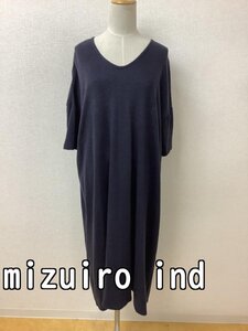 ミズイロインド mizuiro ind ネイビー 起毛生地ワンピース