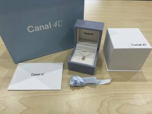 24.217.0707【美品】Canal 4℃ カナルヨンドシー K18WG ダイヤ付き ネックレス 総重量1.4g 定価60,500円 2023年12月購入品