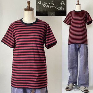 【美品 国内正規品 名作 定価14,300円程 定番】日本製 agnes b. homme 8807J008 H20 アニエスベー オム J008 TS 細ボーダー Tシャツ 1 半袖