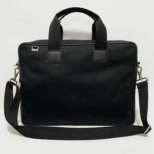 ★美品 BURBERRY LONDON バーバリー 2way ビジネスバッグ ブリーフケース 書類鞄 チェック柄 メンズ 男性 ブラック【鑑定済み 本物保証】