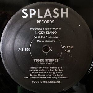 【12/ディスコ】Nicky Siano / Tiger Stripes w/ Move ■ Splash Records / 31855