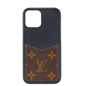 ルイ ヴィトン モノグラム バンパー iPhone 12/12 Pro スマホケース 携帯ケース M80080 ブラック ブラウン レザー LOUIS VUITTON【中古】