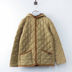 美品 ラベンハム LAVENHAM CRAYDON フードキルティングジャケット 38/ベージュ アウター ブルゾン 中綿【2400013787093】