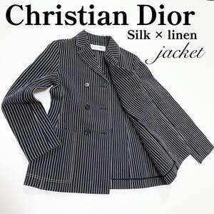 【美品】クリスチャンディオール シルク×リネン ジャケット Dior ディオール