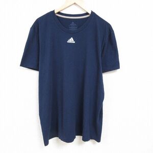 XL/古着 アディダス adidas 半袖 ブランド Tシャツ メンズ ワンポイントロゴ 大きいサイズ クルーネック 紺 ネイビー 24mar22 中古