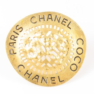 93798★1円スタート★CHANEL シャネル 綺麗 大型 麦わら帽子 COCO アクセサリー ヴィンテージ ブローチ GP ゴールド