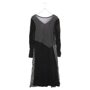 マックキュー alexander mcqu Long sleeve dress ロングスリーブ ニット切り替え 花柄 ドレス ワンピース レディース 578241 ROF03