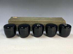 「茶歌舞伎　棗　五点」 茶道具 七事式 茶器 漆芸 漆器 文字入 y23400500