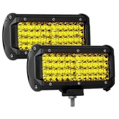 LED フォグランプ 144W 7インチ イエロー 作業灯 3000K 12V/24V/48V対応 IP67 高輝度 防水 2個セット 車外灯 農業機械