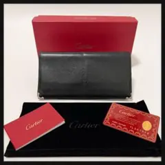 付属品完備☆Cartier 二つ折り長財布 マルチェロ ロゴ型押し BLACK