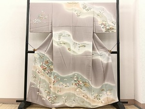 平和屋着物●極上　創業460年・千總　訪問着　ヱ霞草花文　金彩　正絹　逸品　BAAM4456pm