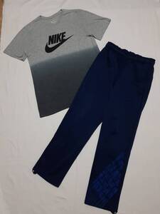 NIKE ナイキ ジャージ ロングパンツ 6201188 美品 ネイビー size M　Tシャツ グレー 使用感あり size L 上下セット