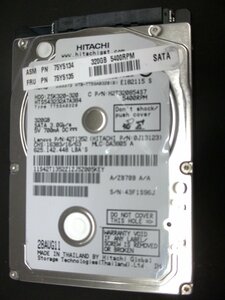 [107]【送料込】SATAハードディスク2.5inch 320GB HTS543232A7A384 正常作動品