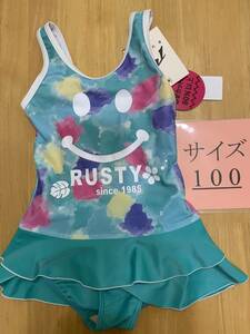 967802-EME ☆送料無料☆ 100サイズ 新品 未使用 ラスティ RUSTY キッズ ワンピース 水着 フリル 女の子 子供 女児 小学生 プール