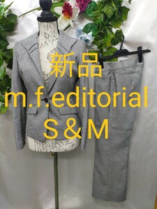 新品未使用 mf Editrial パンツスーツ 上S 下M 千鳥 タカキュー