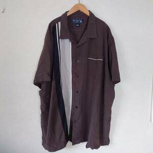 Nat Nast ナットナスト【大きいサイズ アメリカ古着 vintage半袖ボーリングシャツ 4XL(5L) 】ブラウン×シルバー系　シルク混　　117-i3013