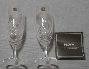 ★HOYA CRYSTAL　ホヤクリスタル　シャンパングラス　ペア　２客　カットグラス　長期保管品　現状品★