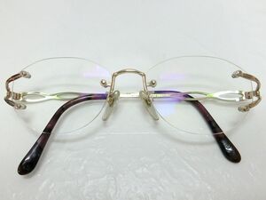 1000円スタート K14WGフレームメガネ BURBERRY バーバリー 508W F□16-136 総重量約27.3g ツーポイント/リムレス 眼鏡 アイウェア 12 K211