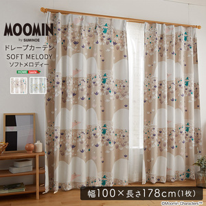 MOOMIN/ムーミン　ドレープカーテン　100×178cm×1枚 SOFT MELODY　ソフトメロディー ベージュ