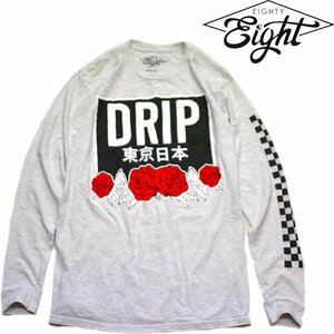 1点物◆東京日本88袖プリント長袖ロンTシャツ古着メンズMLレディースOKアメカジ90sストリート/スポーツ中古グレー漢字Eighty Eight994679