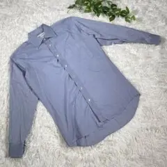 ワイシャツ　無地　ブルー　シンプル　カジュアル　オフィス　紳士　青　Yシャツ