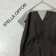 STELLA CIFFON 切替 異素材 フレンチスリーブ ブラウス 36