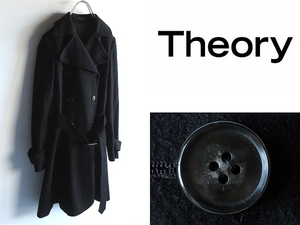 Theory セオリー DAYE S / LIGHT MISTRAL ベルト付 100％カシミヤビーバー トレンチコート ダブルコート S 黒 ブラック 国内正規 カシミア