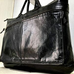 美品 PORTER 吉田カバン ビジネスバッグ ブリーフケース トートバッグ 本革 オールレザー A４対応 メンズ ビジネス 黒ブラック ポーター