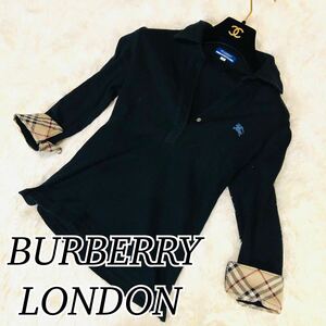 6 BURBERRY LONDON ブラック 黒 トップス カットソー 七分袖 長袖 レディース サイズS バーバリーロンドン