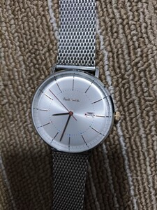 美品　稼働品　ポールスミス Paul Smith クオーツ　腕時計 メッシュベルト ステンレス 41mm クラシック ウォッチ シルバー　カレンダー