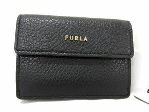 ■新品■未使用■ FURLA フルラ レザー 三つ折り 財布 ミニウォレット 札入れ 小銭入れ レディース ブラック系 BG0644