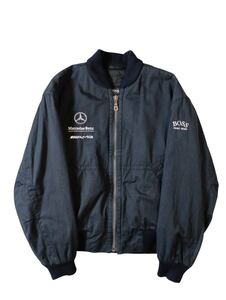 (D) BOSS HUGO BOSS ヒューゴボス Mercedes Benz AMG メルセデスベンツ 中綿 ジップアップ ジャケット 46 ネイビー ブルゾン (ma)