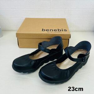 ★未使用品★ ストラップ シューズ ブラック 黒 靴 ストラップシューズ benebis ベネビス 箱入り 23.0cm 4cmヒール IH