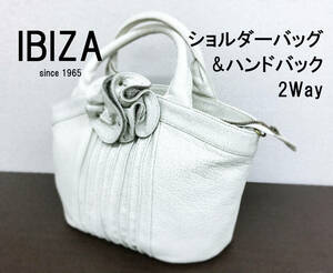 ★☆【美品】イビサIBIZA ショルダーバック 2WAYハンドバック 色:ライトグレー 管 2024010062☆★