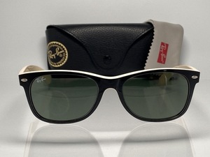 ケース付★RAY-BANレイバンNEW WAYFARERニューウェイファーラー RB2132 875 黒ブラック×ベージュ/G-15 廃盤サングラス55mm 限定バイカラー